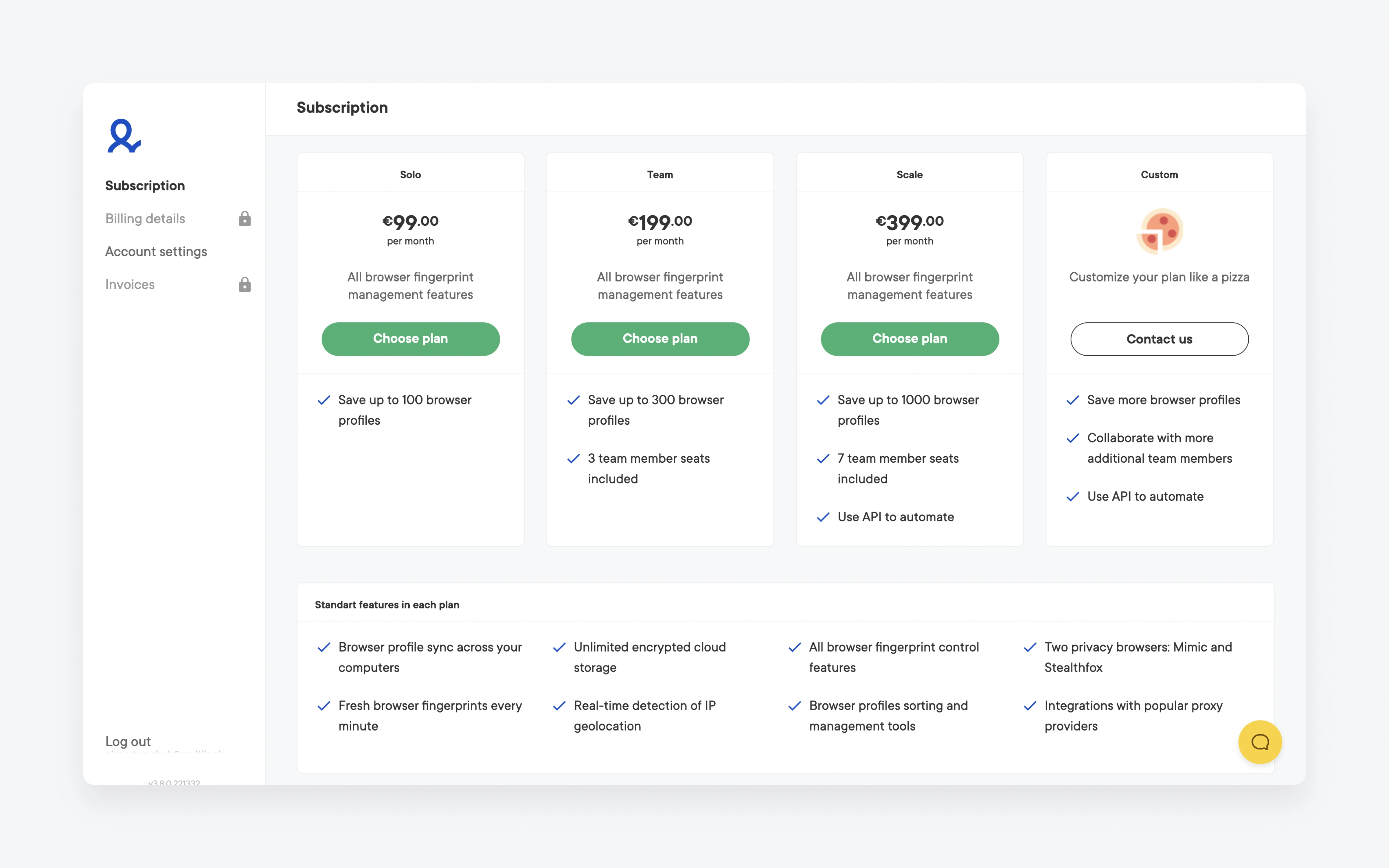 Custom billing portal