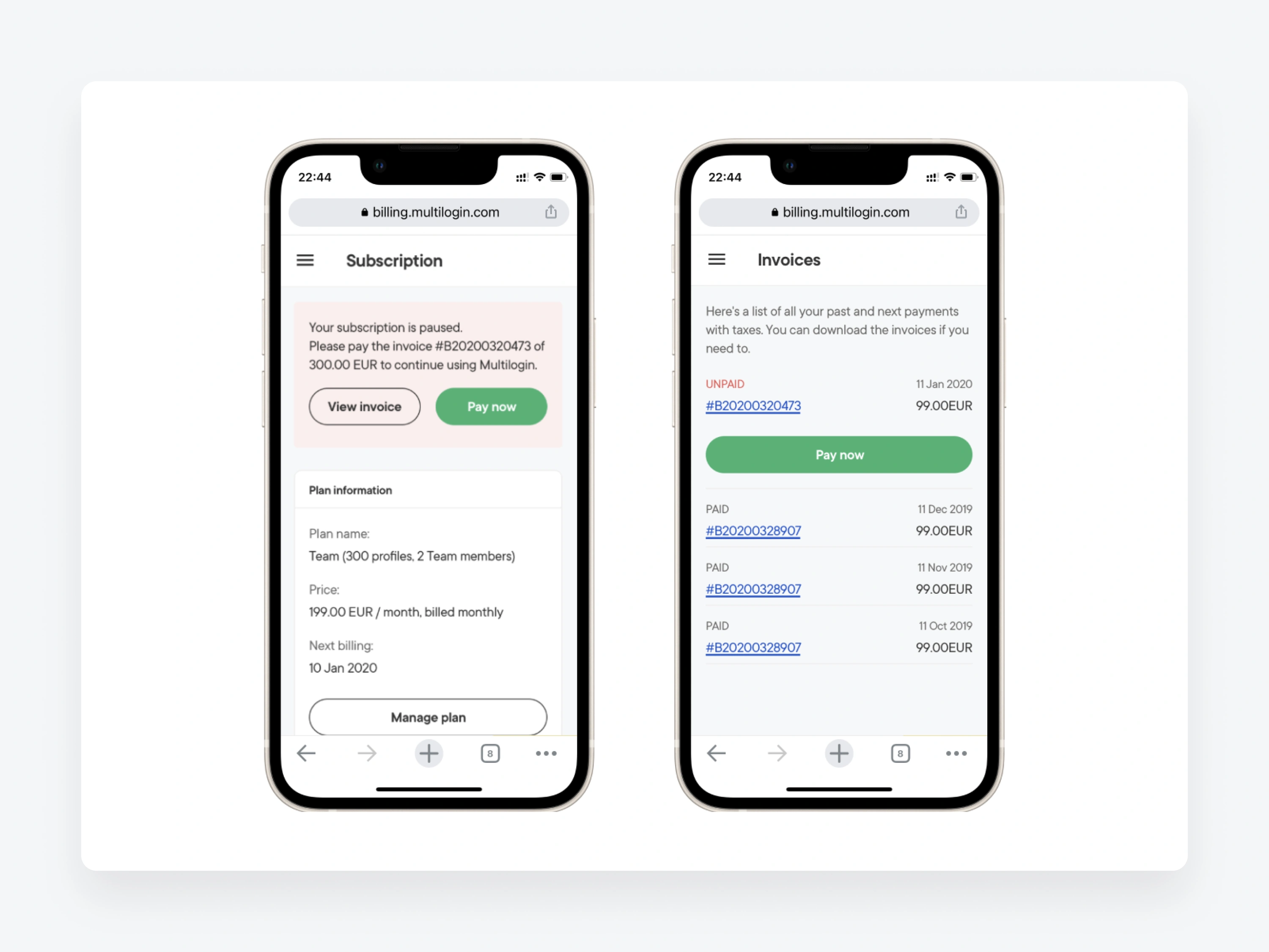 Mobile — responsive flows