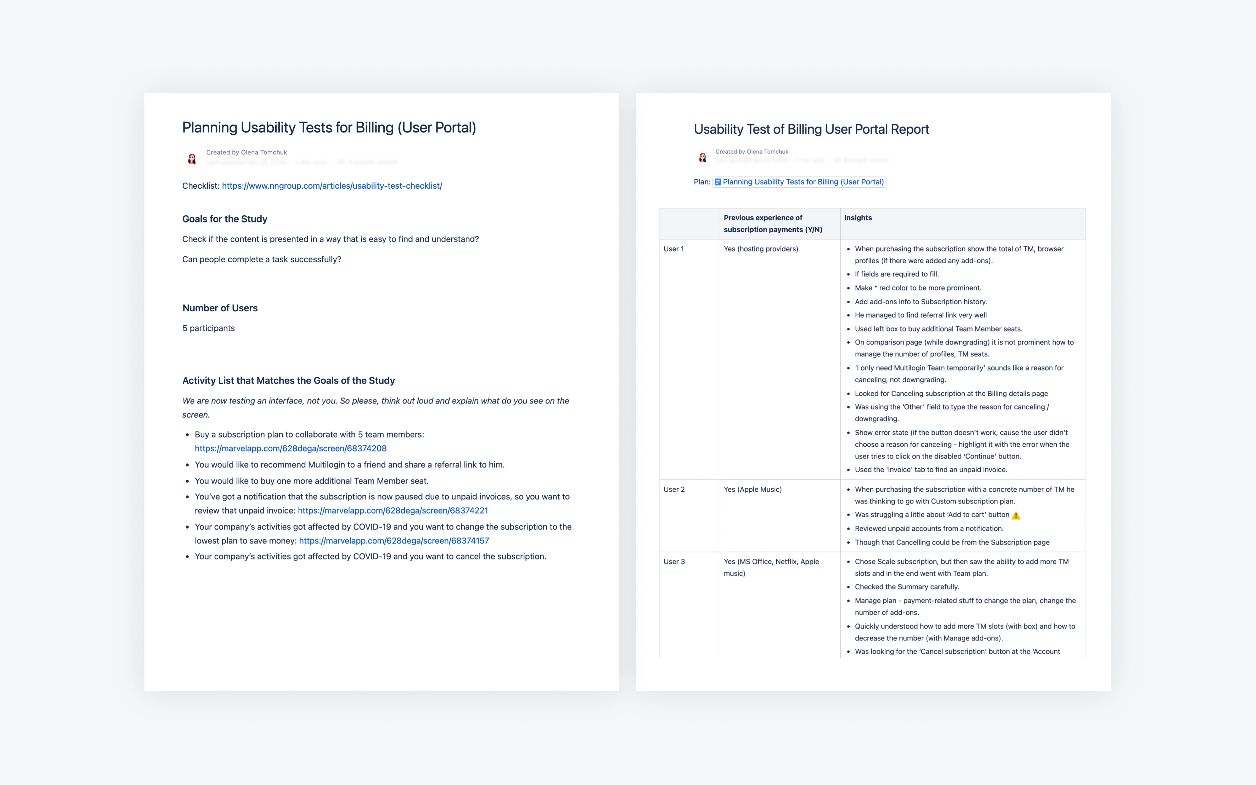 Usability test plan and findings report